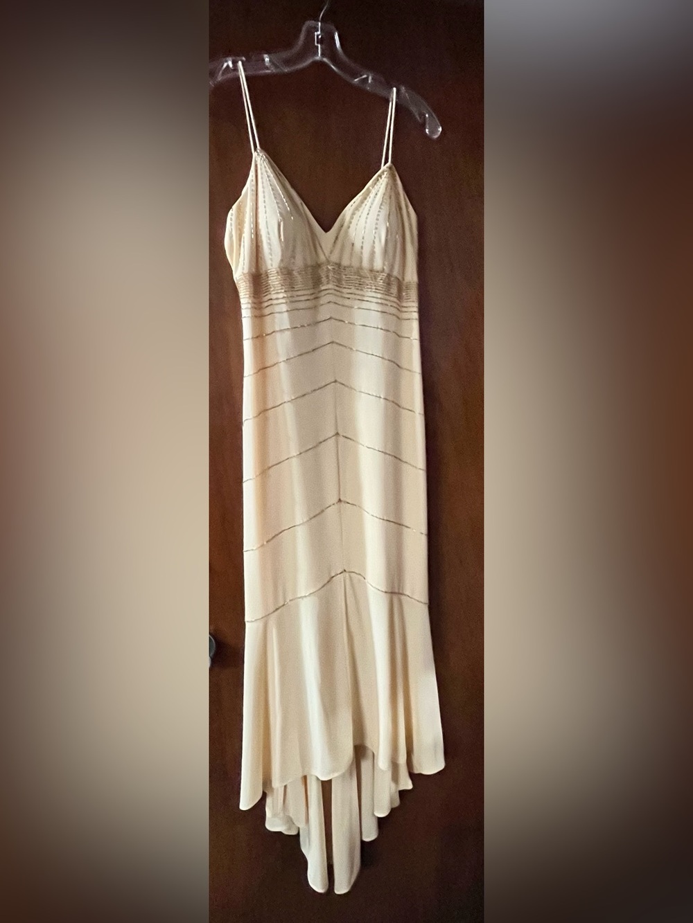 Vintage DE LARU Windsor banana yellow beaded spaghetti strap dress NWT Size 13 j